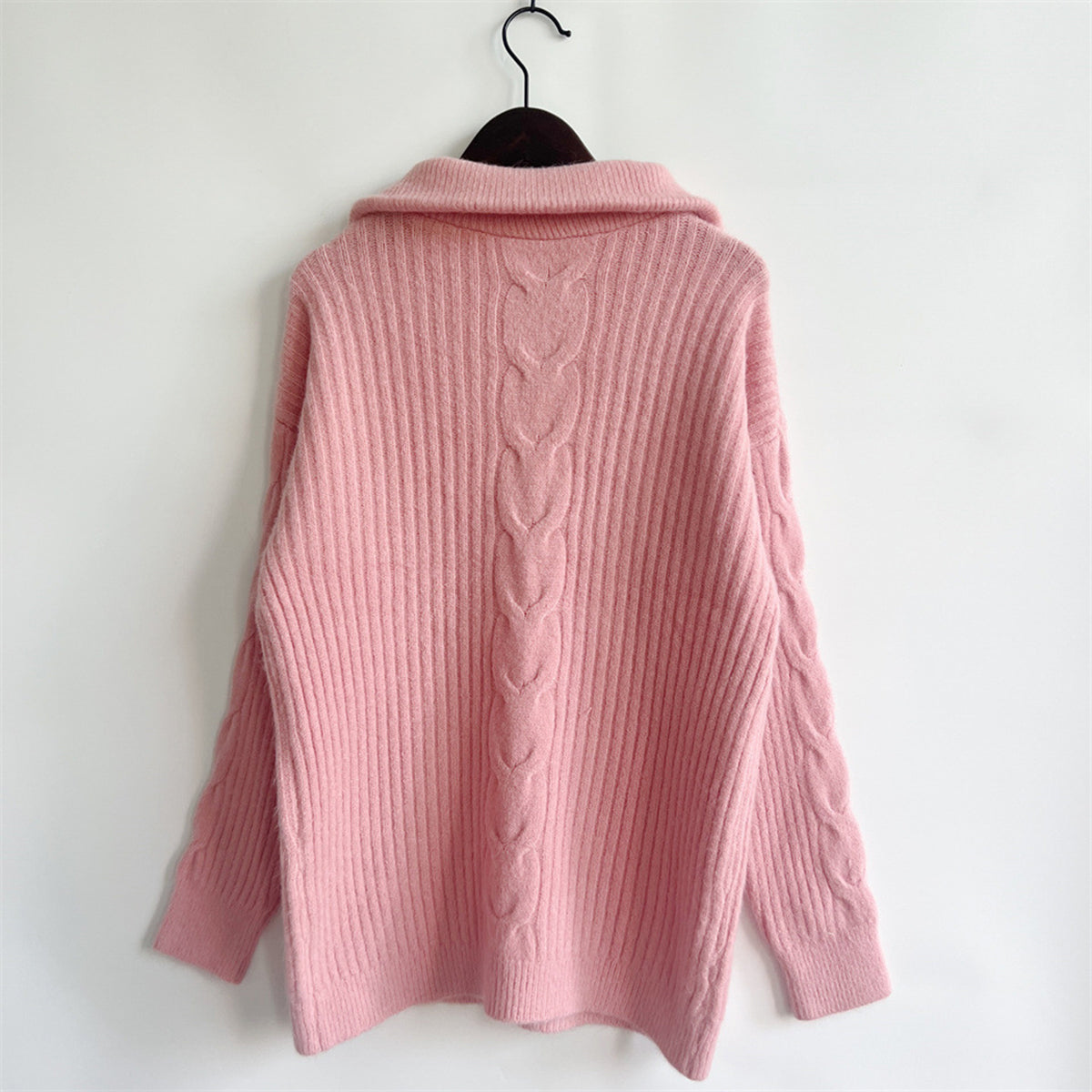 Ribbed Half Zip Long Sleeve Sweater (2)