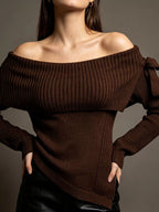 Off-shoulder Ribbed Knit Top (3)