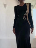 Long Sleeve Chain Maxi Dress variant CJLY216780301AZ|CJLY216780302BY|CJLY216780303CX|CJLY216780304DW|CJLY216780305EV|CJLY216780306FU