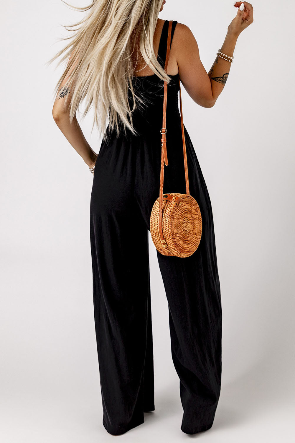 Smocked Square Neck Wide Leg Jumpsuit Pockets (3)