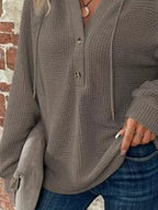 Waffle Knit Button Detail Hoodie (23)