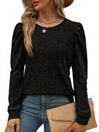 Ribbed Knit Top Puff Sleeves (14)