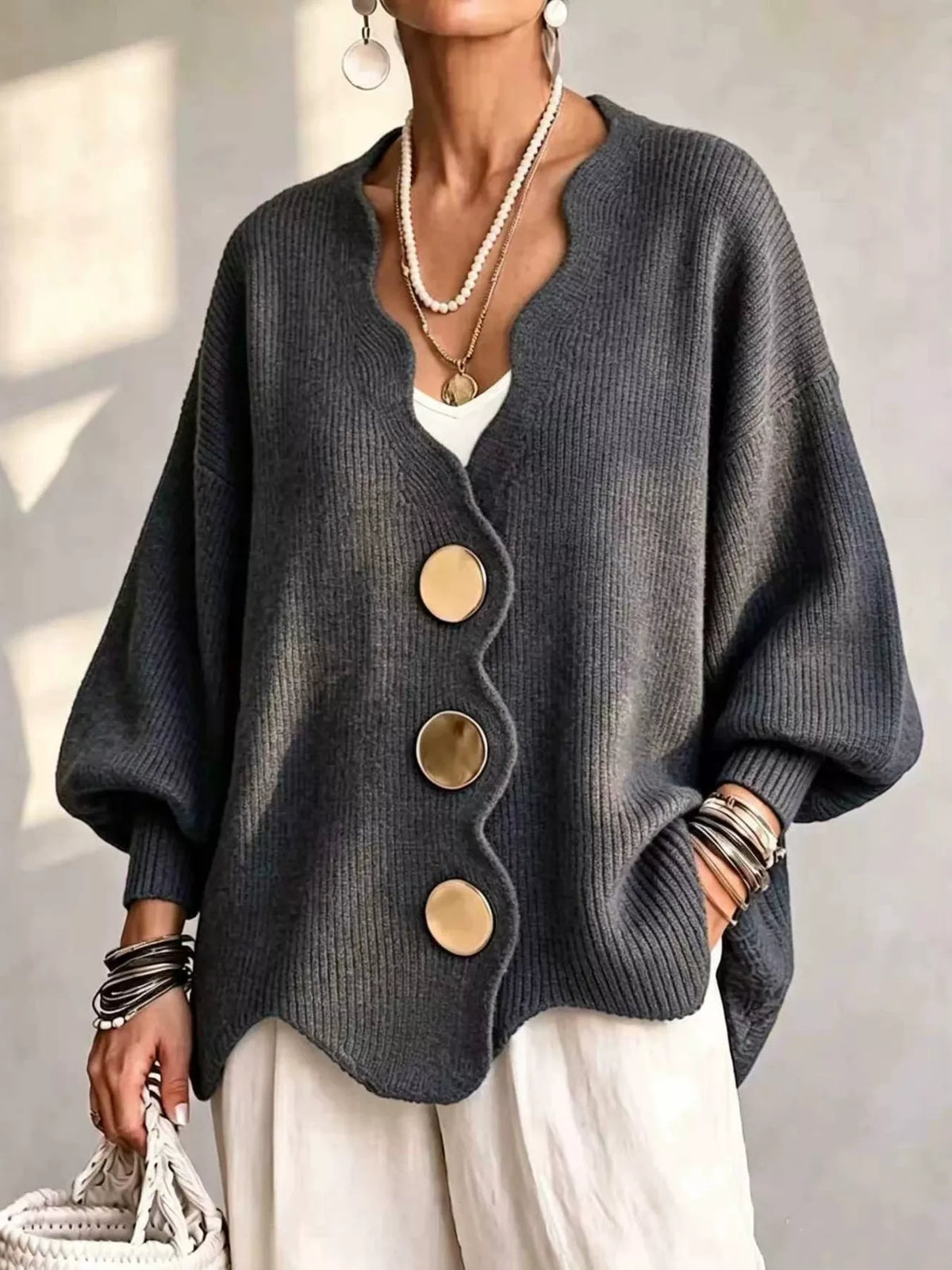 Full Size Scalloped-edge Oversized Button-down Cardigan Plus (16)