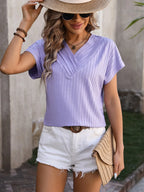 Textured Surplice Short Sleeve Blouse (7)