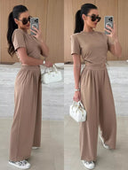 Drawstring Crop Top Wide-leg Pants Set (14)