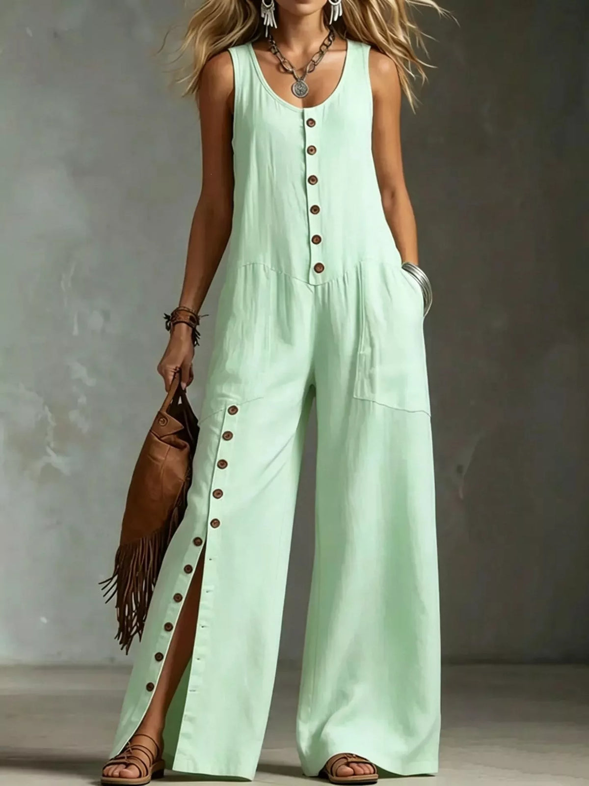 Full Size Sleeveless Button Front Wide Leg Jumpsuit Plus (9)