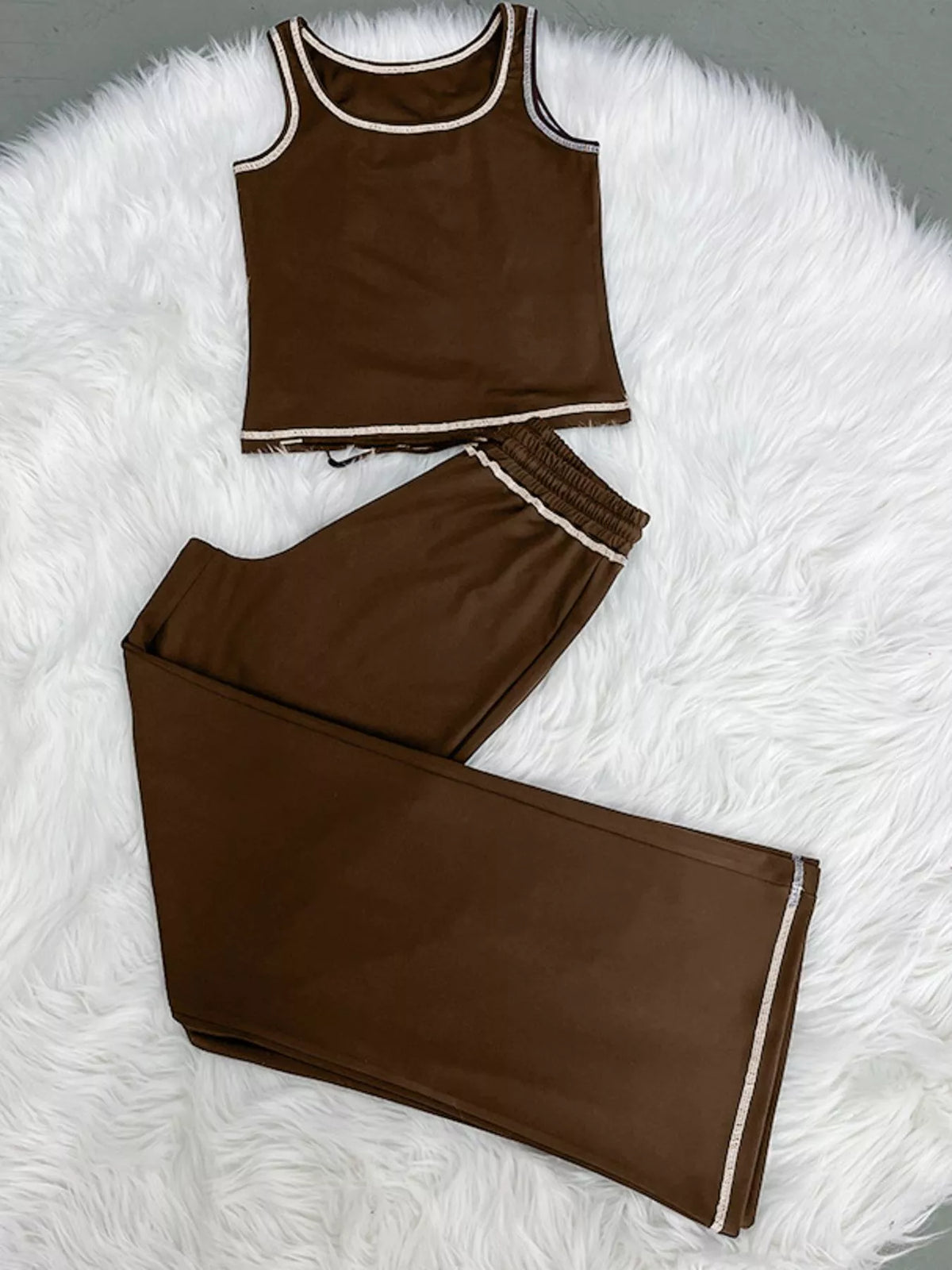 Scoop Neck Tank Top Drawstring Pants Set (20)