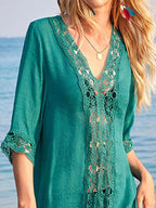 Lace Trim V-neck Cover-up (12)
