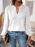 Lace Trim Long Sleeve Blouse (13)
