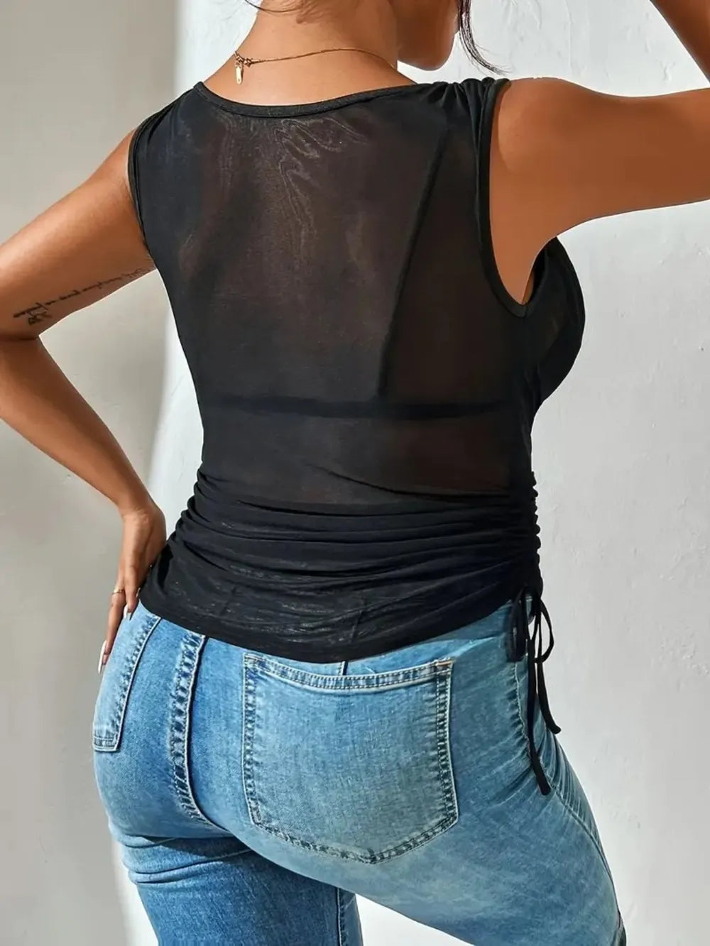 Side Drawstring Ruched Tank (5)