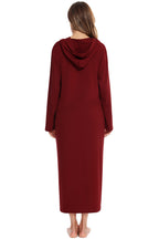 Zip Front Hooded Night Dress Pockets (16)