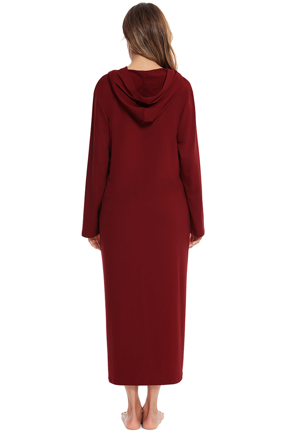 Zip Front Hooded Night Dress Pockets (16)
