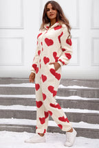Fuzzy Heart Zip Up Hooded Lounge Jumpsuit (2)