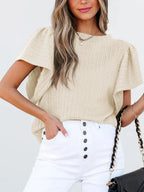 Round Neck Ruffle Sleeve Top (9)