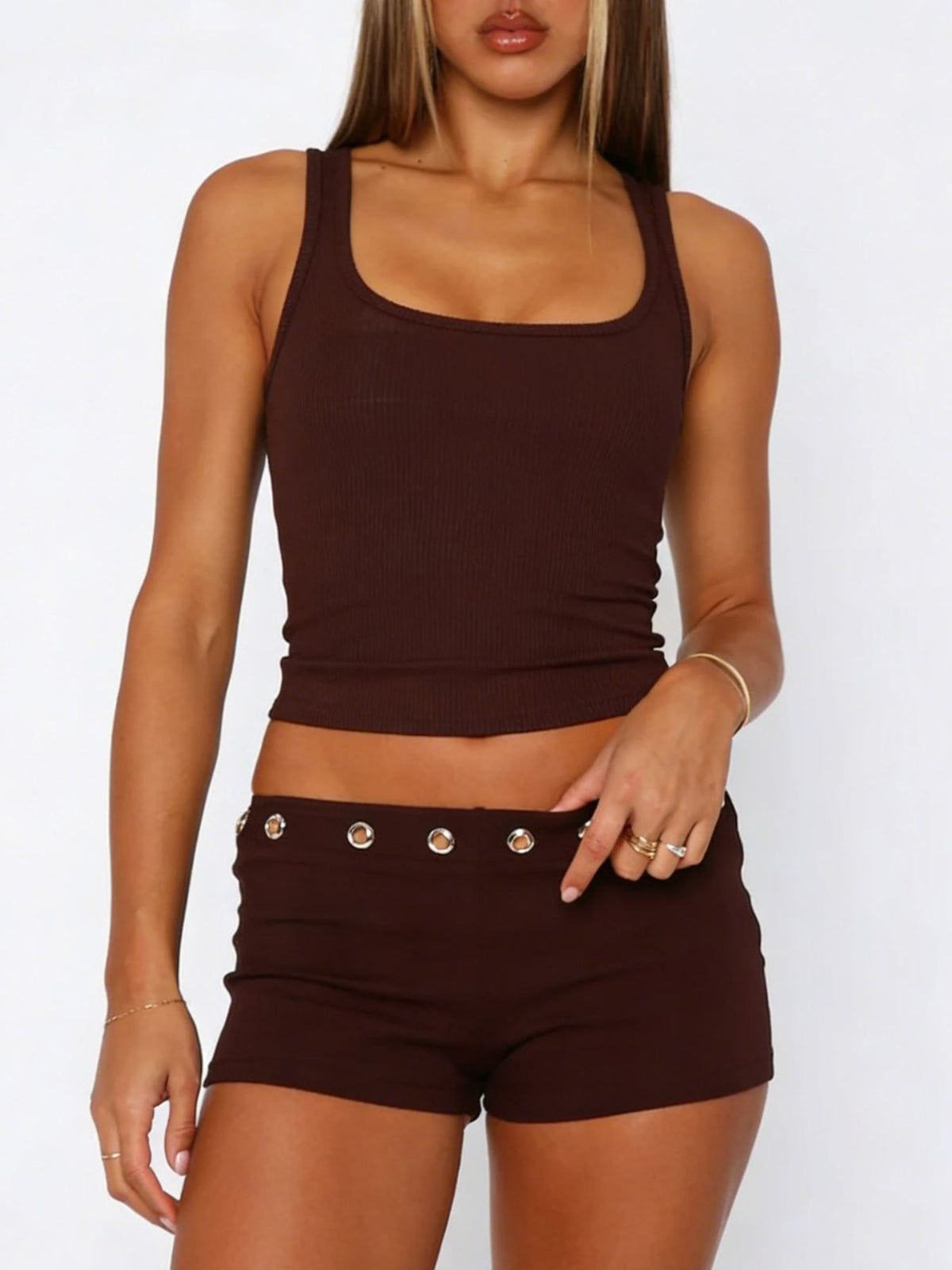 Wide Strap Tank Shorts Set (11)