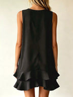 Full Size Sleeveless V-neck Tiered Ruffle Mini Dress Plus (4)