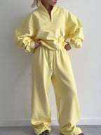 Quarter-zip Top Wide-leg Sweatpants Set (4)