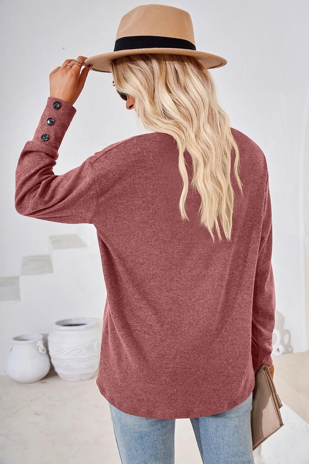 V-neck Dropped Shoulder T-shirt (28)