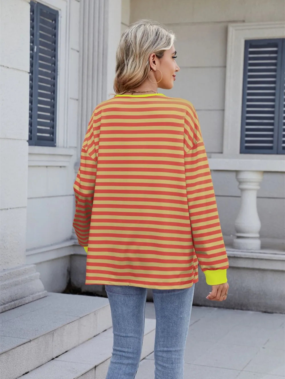 Lace-up Striped Long Sleeve T-shirt (12)