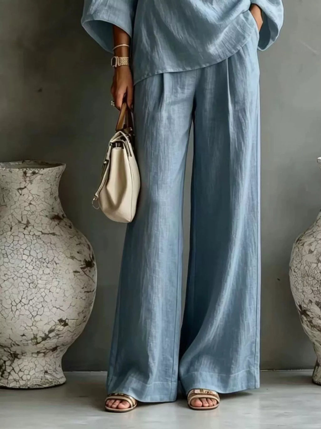 One Shoulder Top Wide Leg Pants Set (15)