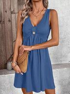 Sleeveless V-neck A-line Dress (6)