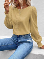 Lace Trim Long Sleeve Blouse (12)
