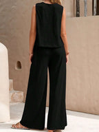 Round Neck Sleeveless Top Wide Leg Pants Set (5)