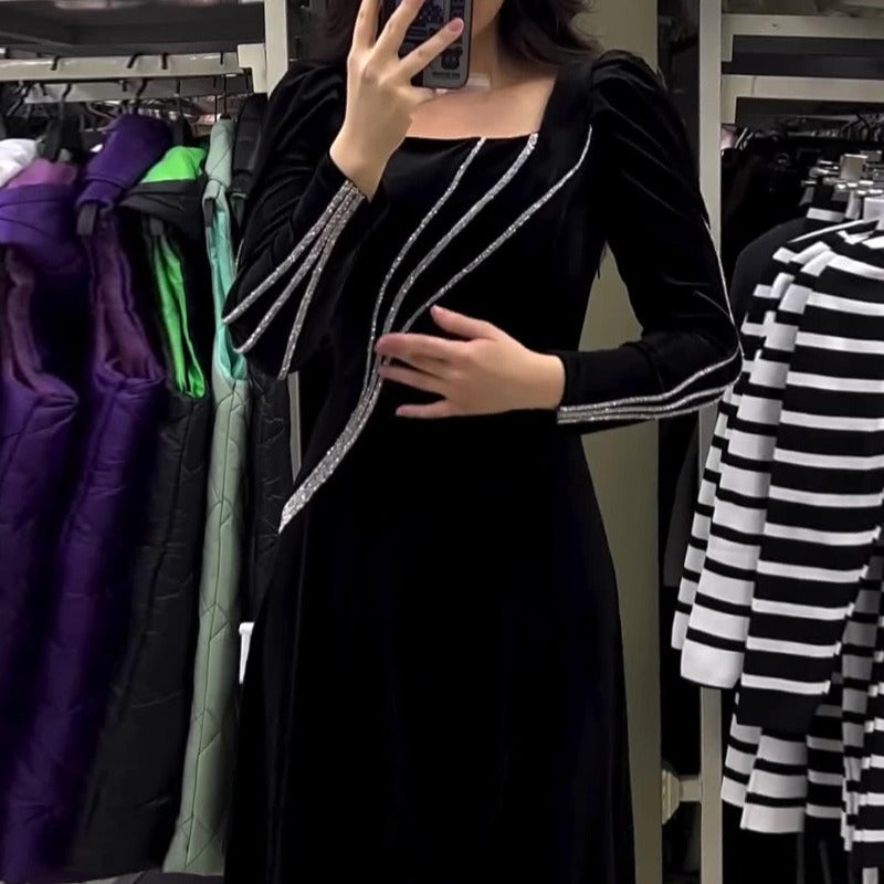 Long Sleeve Rhinestone Maxi Dress photo 1