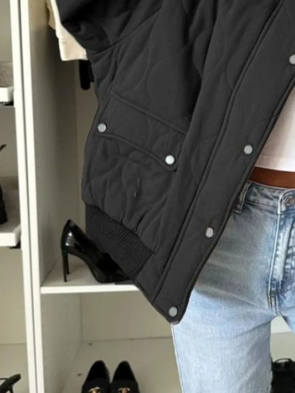 Baseball Collar Snap Down Long Sleeve Jacket (10)