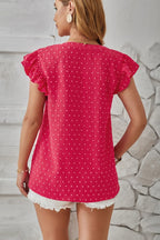 Swiss Dot Ruffled Cap Sleeve T-shirt (4)