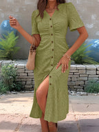 Eyelet Embroidered Button-down Midi Dress (5)