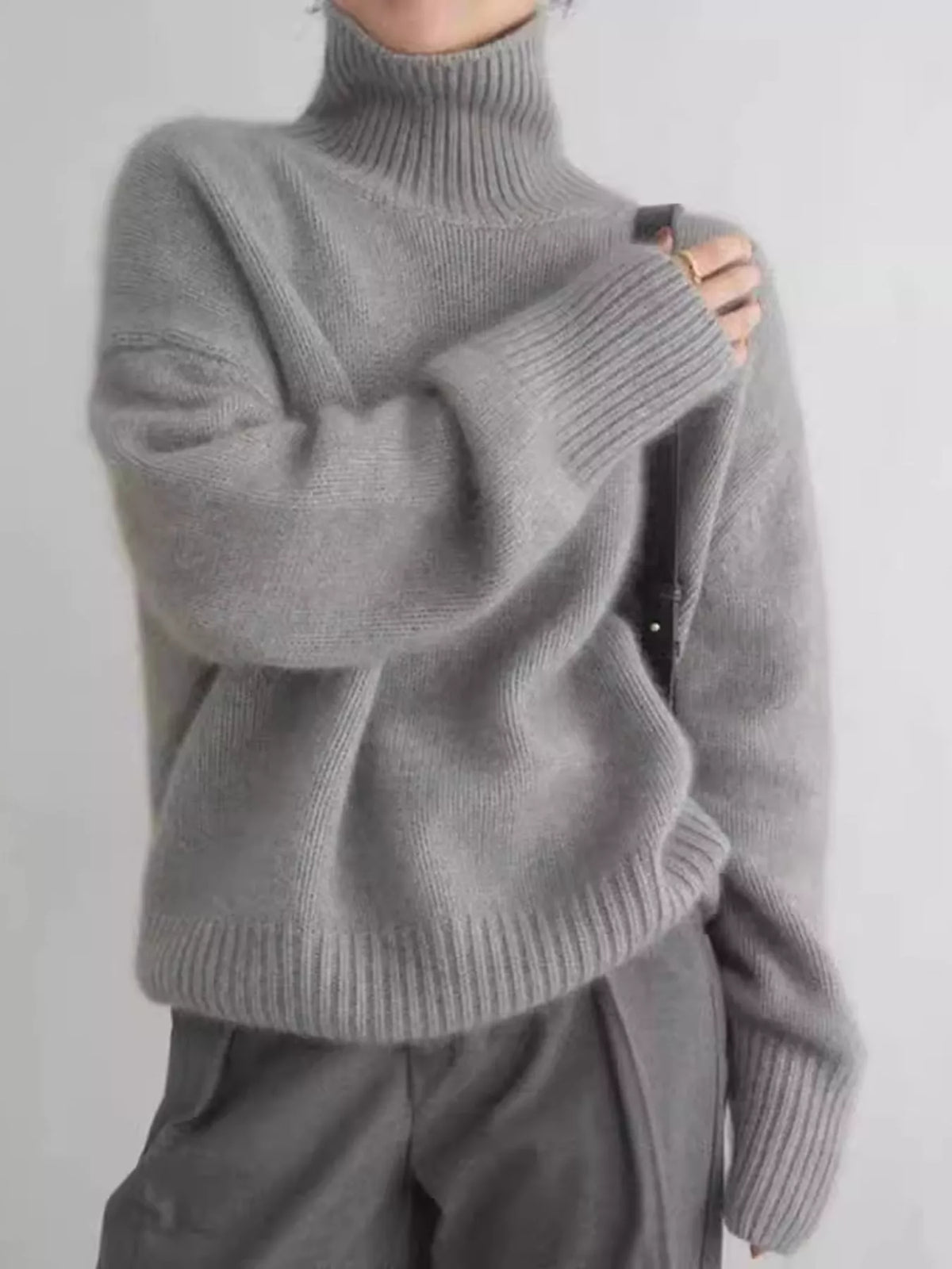 Turtleneck Dropped Shoulder Sweater