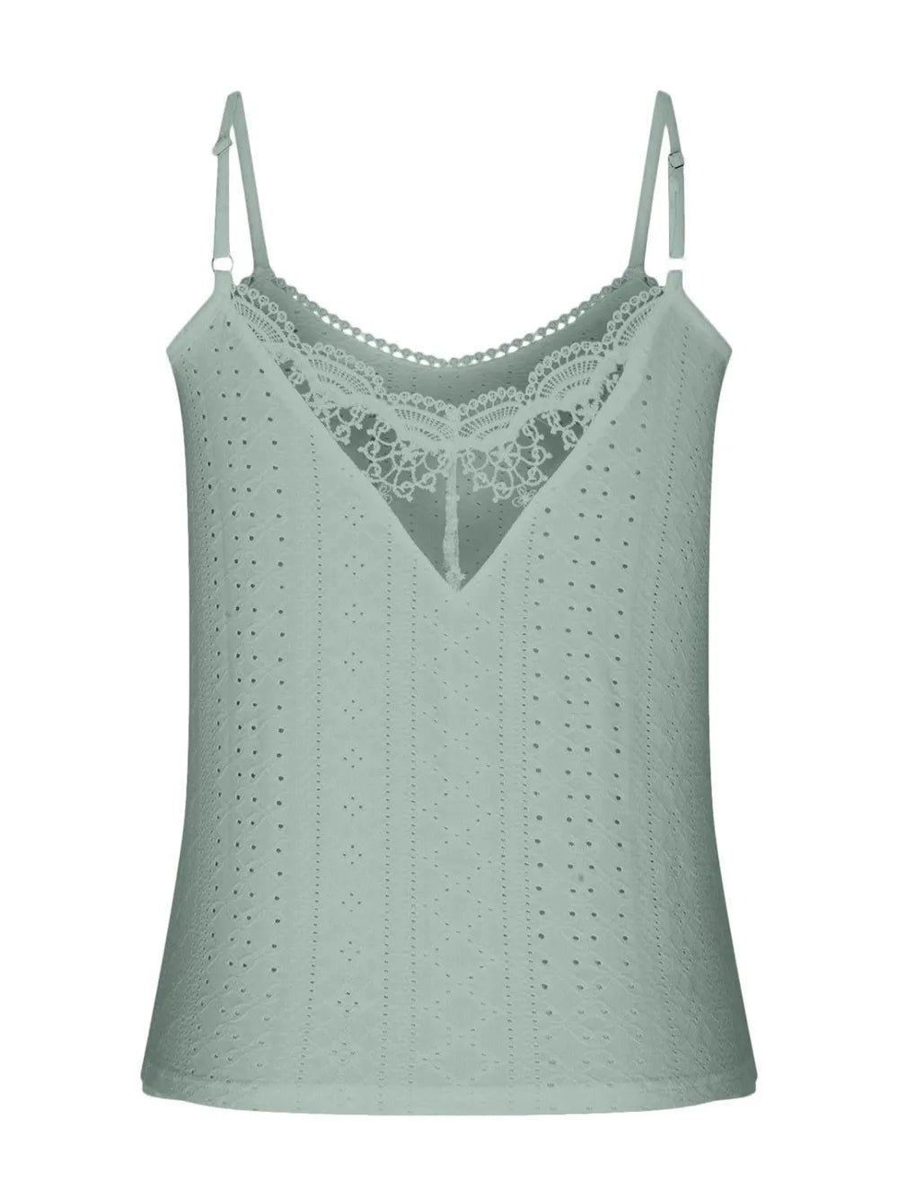 Eyelet Lace Detail V-neck Cami (6)