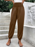 Smocked High Rise Joggers Pockets (8)