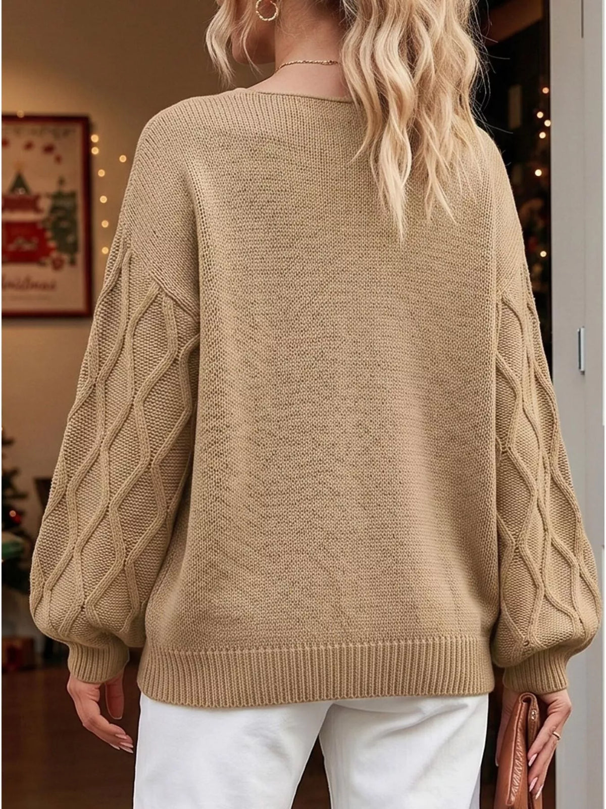 Snowflake Textured V-neck Sweater (11)