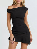One-shoulder Ruffle Hem Mini Dress (9)