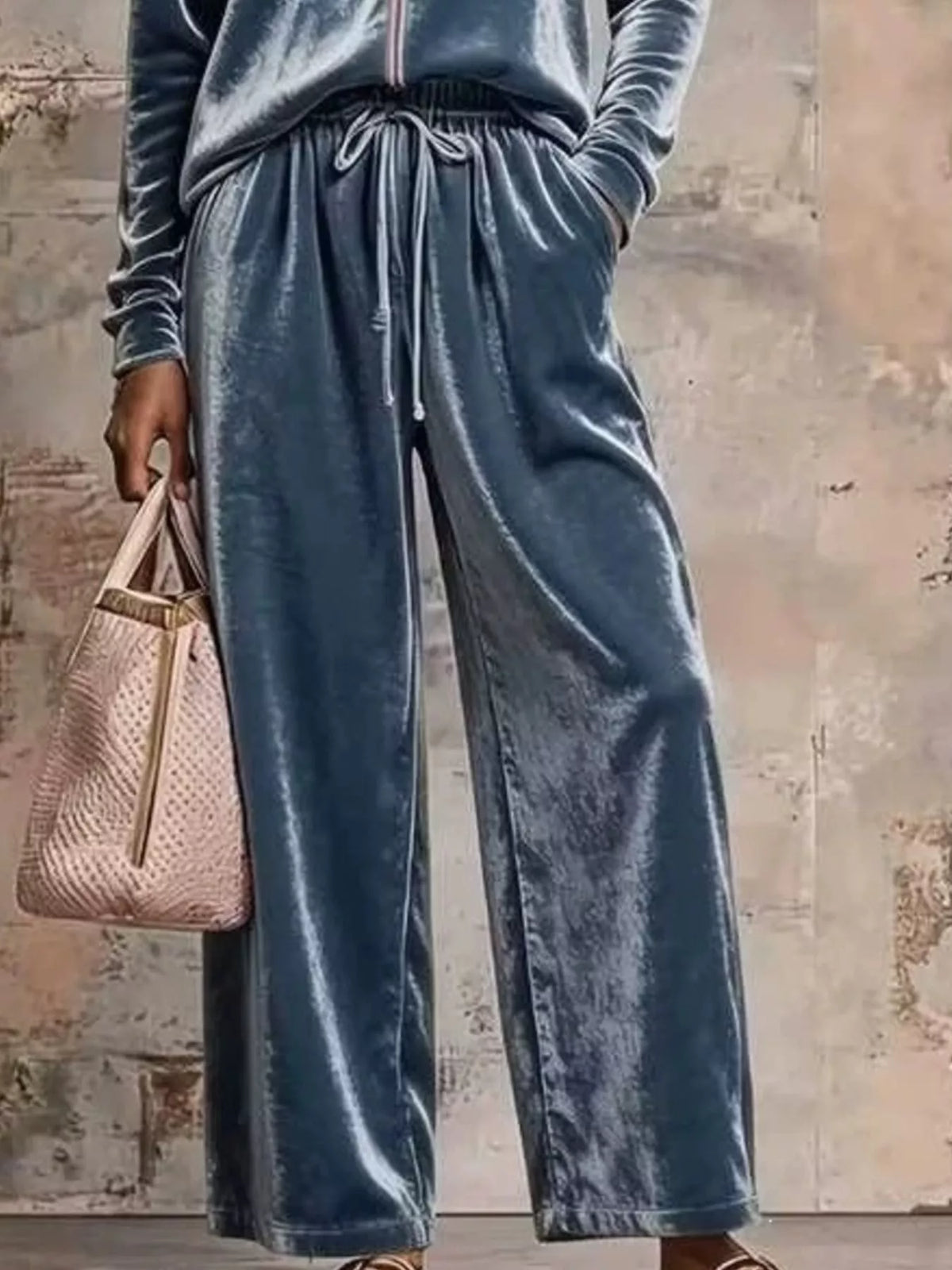 Velvet Zip-up Top Pants Set (6)