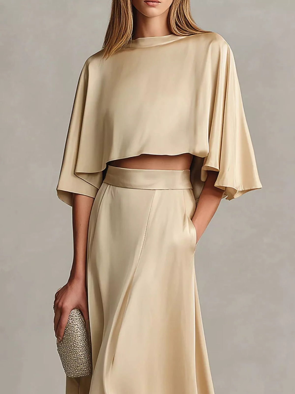 Full Size Satin Crop Top Maxi Skirt Two-piece Set Plus (2)