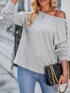 Boat Neck Ribbed Knit T-shirt (3)