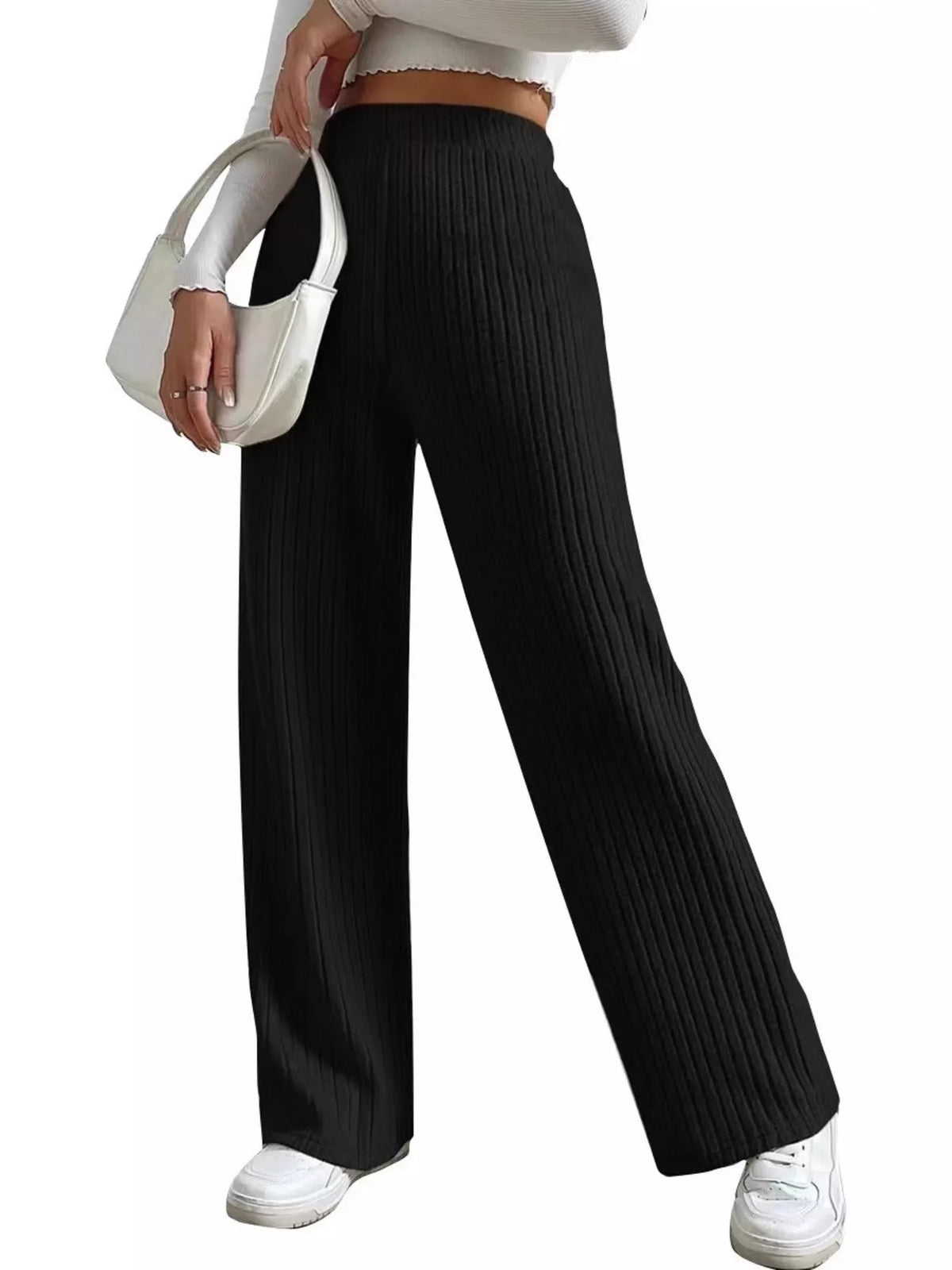 Ribbed Knit Wide-leg Sweater Pants (4)