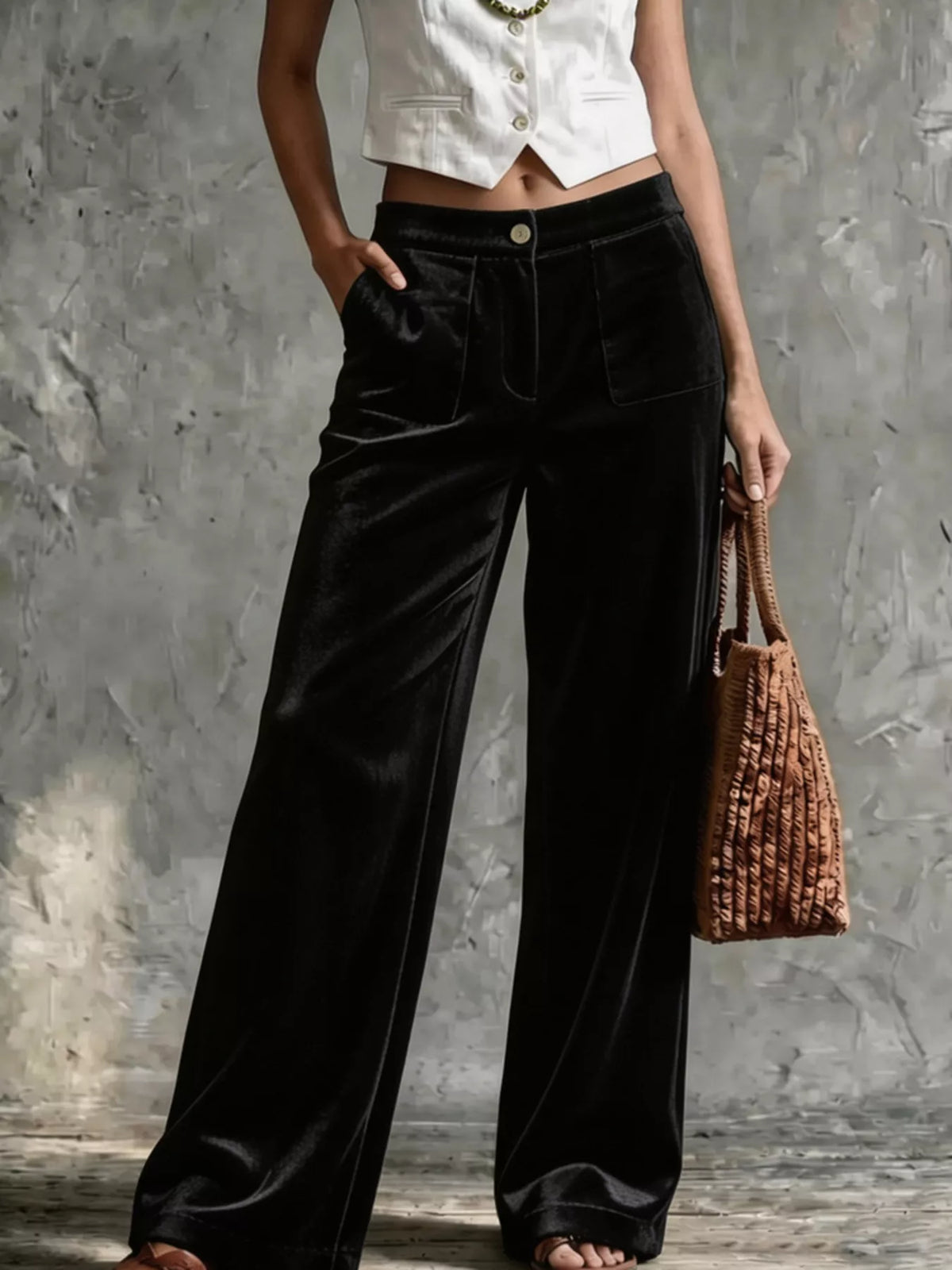 Full Size Velvet Wide-leg Pants Plus (7)