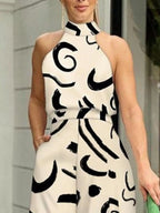 Halter Neck Abstract Print Wide Leg Jumpsuit (9)