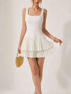 Square Neck Pleated Mini Dress (5)