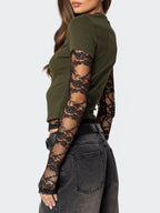 Lace Sleeve Fitted T-shirt (9)