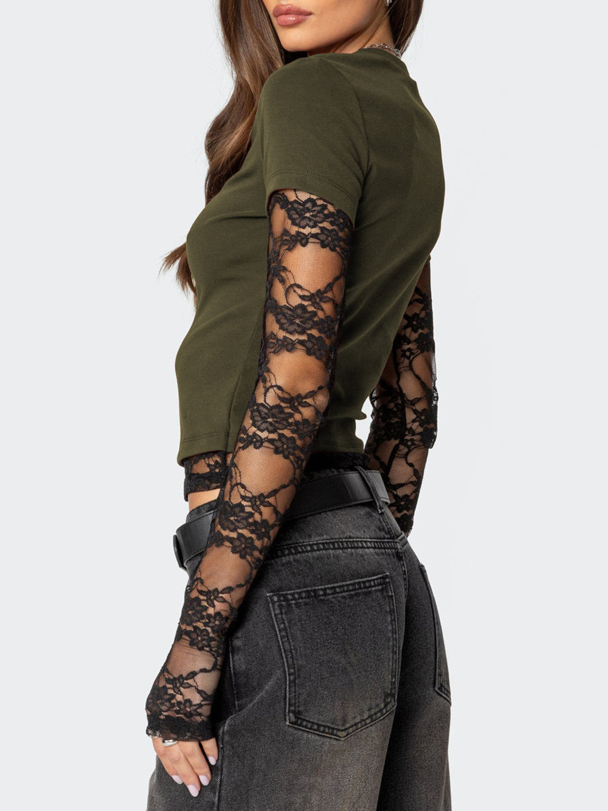 Lace Sleeve Fitted T-shirt (9)