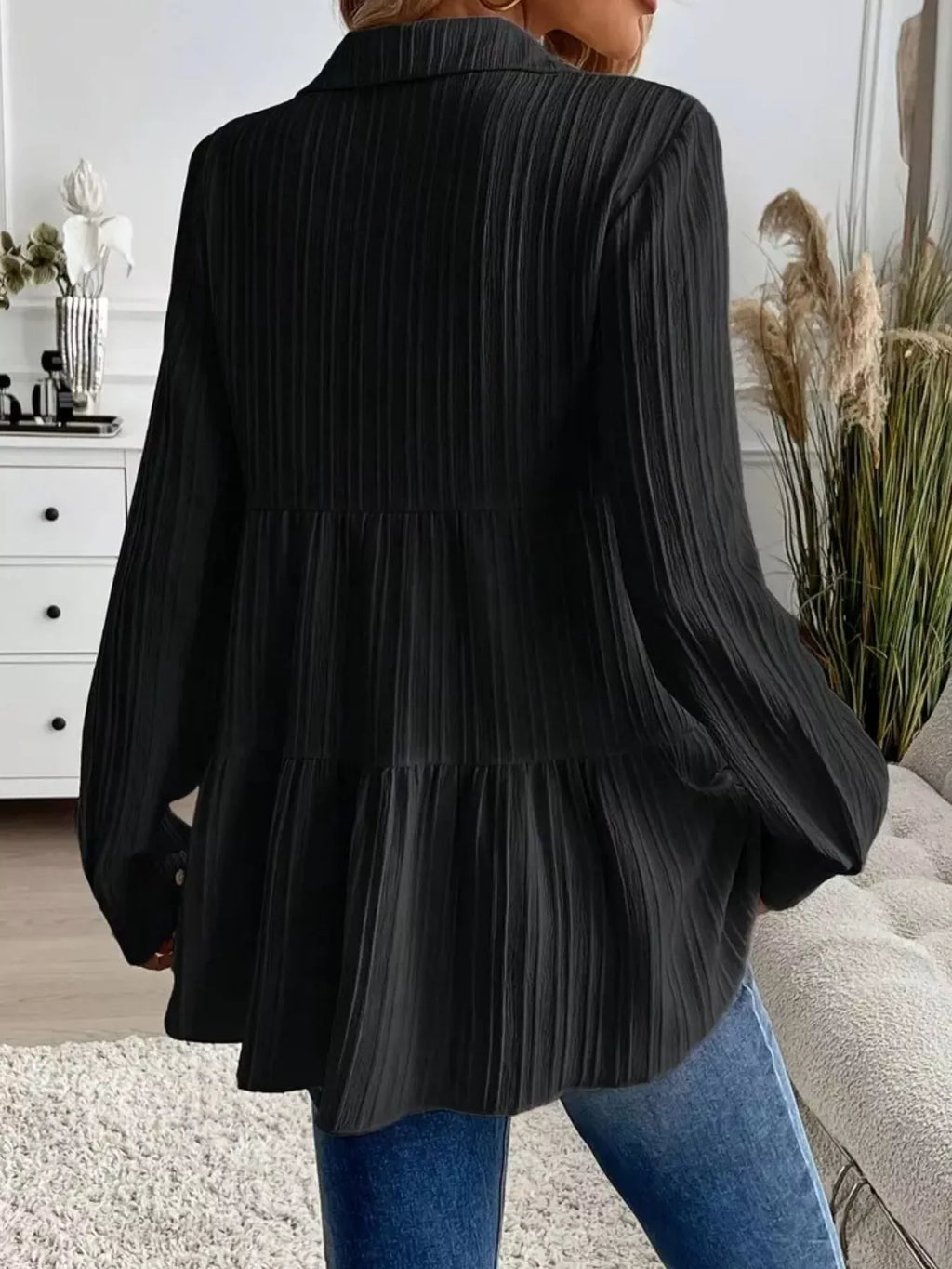 Button-down Long Sleeve Tiered Shirt (23)