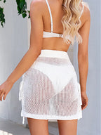 Drawstring Elastic Waist Swim Skirt (6)