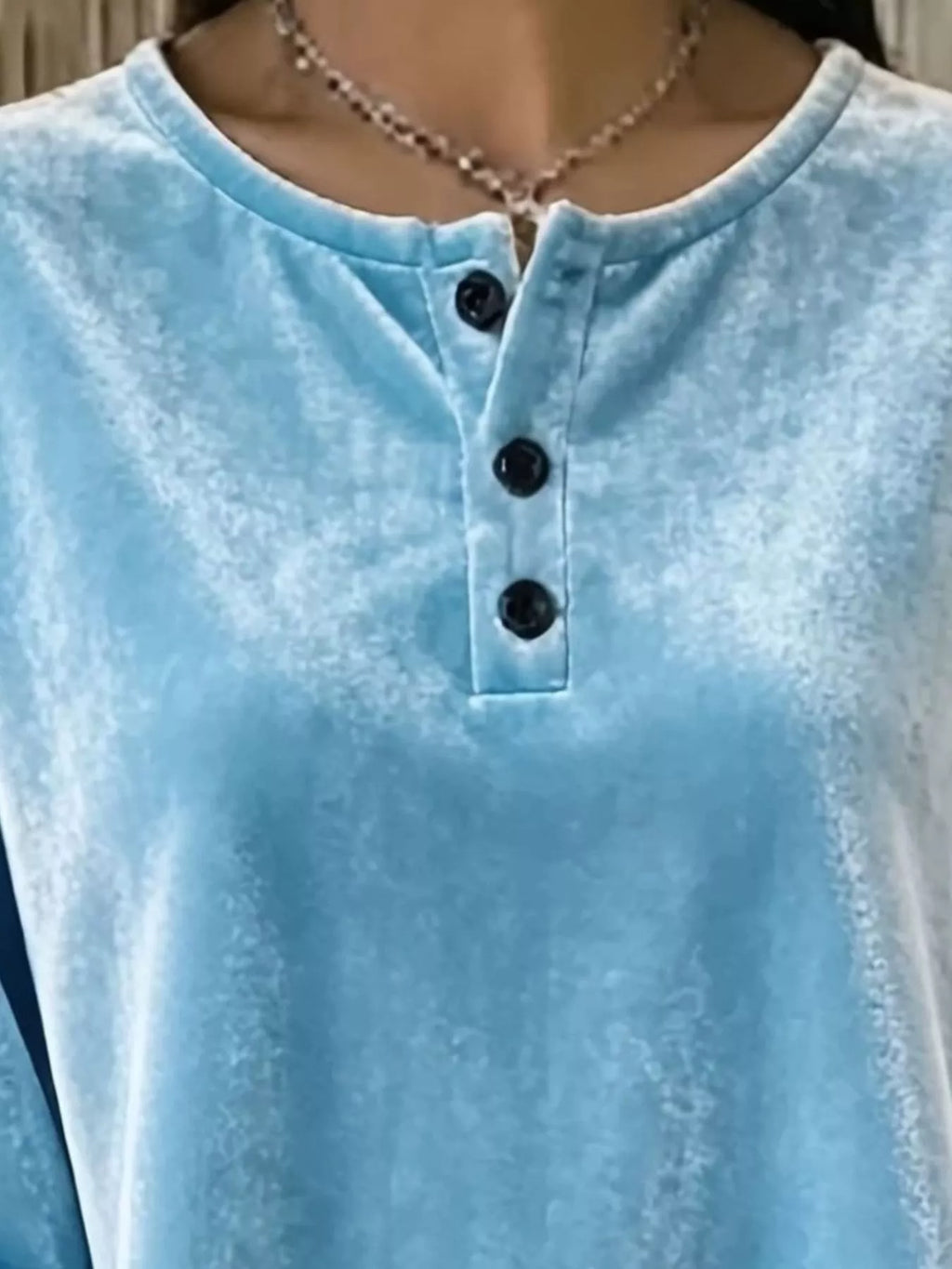 Velvet Henley Top Button Detail (4)