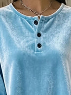 Velvet Henley Top Button Detail (4)