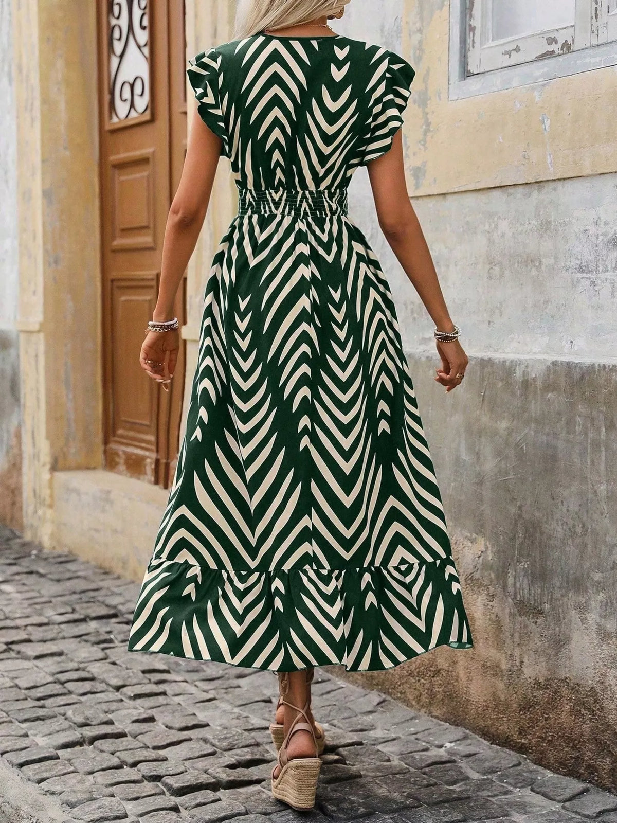 Ruffled Cap Sleeve Midi Dress (7)
